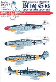 EagleCals Decals 1/32 MESSERSCHMITT Bf 109G 6 Fighters JG 50 & JG 302