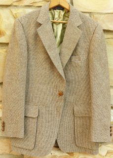 Vtg Mens 1960s Gray Brown Donegal Fleck Tweed Sport Coat 37 38 S USA