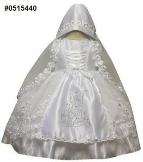 NEW Baby Girl White Christening Baptism Wedding Party Dress/Gown/Sz 0 