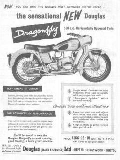 1955 Douglas Dragonfly 350 Motorcycle Original Ad