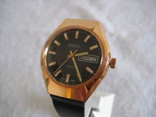 NOS NEW DOXA GOLD PLATED AUTO STEEL WATER RESIST WATCH