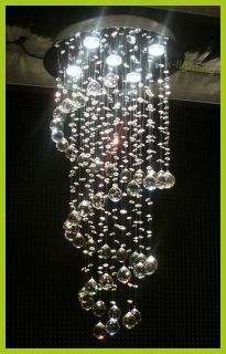 Modern Crystal Pendant Lamp Ceiling Light Spiral Lighting Rain Drop 