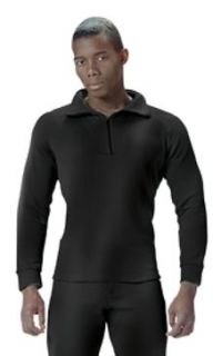 Black Polypropylene Thermal Underwear Shirt with Zipper