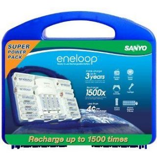 Sanyo eneloop Super Power Pack 12 AA 4 AAA, 2 C and D Charger Case SEC 