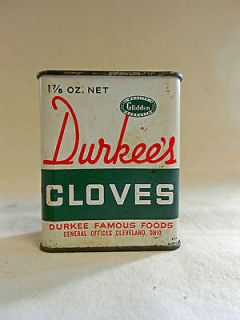Vintage 1 7/8 oz Durkees Ground Cloves Container w/ Contents