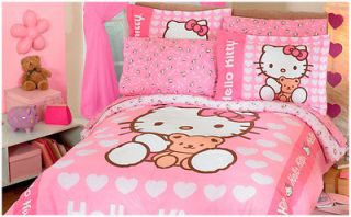 New Girls Pink Hello Kitty Comforter Bedding Sheet Set Twin 3PC