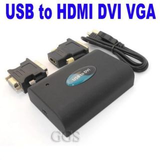 USB 2.0 to DVI HDMI VGA DISPLAYLINK ADAPTER 1080P VIDEO DL 165 Chipset 