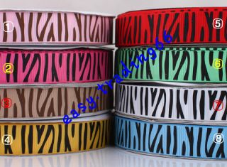 25mm Colorful Zebra Stripes Print grosgrain ribbon BOW 5 yards(U 