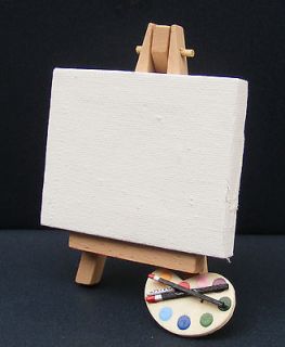 12 Scale Blank Artist Canvas On An Easel + Paint Pallete Dolls House 