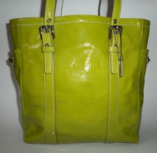 Coach Gallery Lunch Tote Lime Green Patent Leather Bag Purse 9786