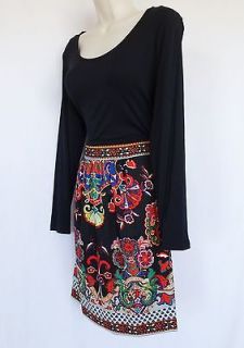 ECI New York Black Paisley Scoopneck Long Sleeve Cocktail Career Dress 