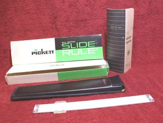 VINTAGE 1950s 60s PICKETT 1010 T WHITE POWERTRIG SLIDE RULE WITH BOX 