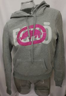NWT ECKO RED WOMENS POPOVER HOODIE W/SEQUINS STY#31448 GREY SIZES M 