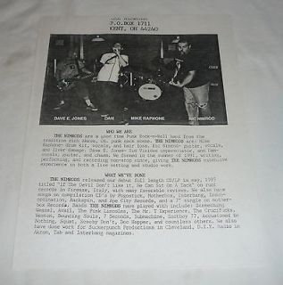1997 Kent, OH punk band flier/bio ~ THE NIMRODS
