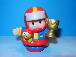Fisher Price Little People Race Car Driver Eddie w/ Trophy and Frog