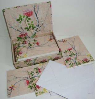 20 Notecards & Envelopes Boxed Set Wedgwood Chinese Rose Blossom Pink