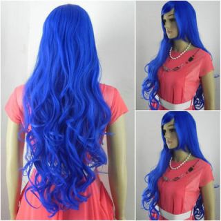 315 New Sexy long Blue Curly ladys Cosplay wig