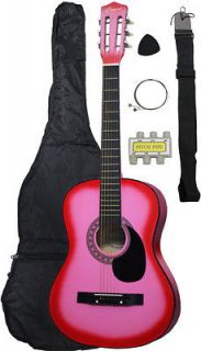 NEW Beginners PINK Acoustic Guitar+GIGBAG+STRAP+TUNER+LESSON and More