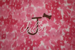 PERSONALIZED PET BLANKET DOG CAT pink flower 20x 28 Embroidered Name 