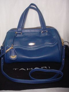 Tahari Navy Blue Baguette Leather Handbag Purse