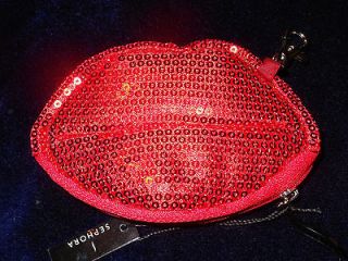 Sephora LIPS Red Sequins Attachable Mini Coin Clutch Purse NWT Makeup 