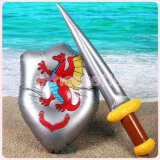 Inflatable Knight Sword & Shield Set w/ Dragon Crest Childrens Toy 
