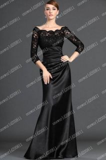 Stock New Black lace Long Sleeve Wedding Bridal Gown/Evening Dress SZ 
