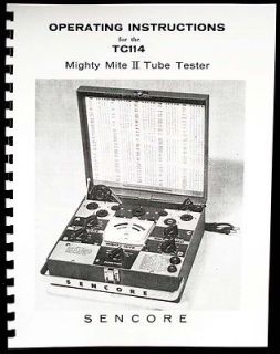Sencore TC 114 TC114 TC 114 Mighty Mite II Tube Tester Manual