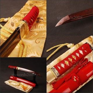 Japanese samurai sword folded steel sharp edge red blade can cut 