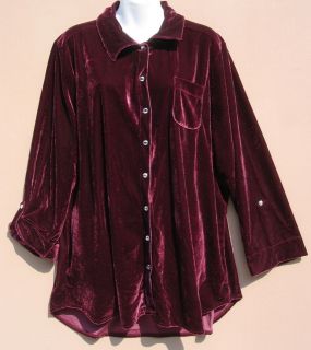 FRENCH LAUNDRY WOMAN DRESSY VELOUR TUNIC BLOUSE JACKET TOP SNAP FRONT