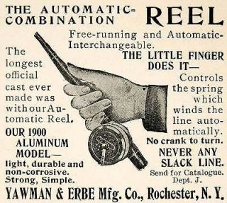 1900 Ad Yawman Erbe Rochester Automatic Reel Fishing Gear Fisherman 