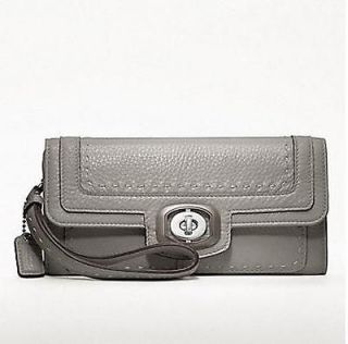 NWT Coach#46890 Pinnacle Leather Slim Envelope Wallet. Gray, Gift 