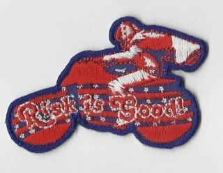Evel Knievel Risk is Good stunt bike Iron on Patch Collectable gift 