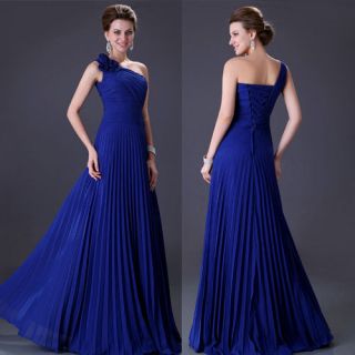   Pleated Ruffle Bridesmaid Party Gown Prom Ball Evening Long Dress