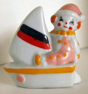 Clown Figurine. Hand Painted,Porcelain. Sailing its way to the Circus
