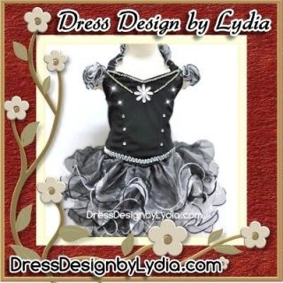 404Z CROWN   Black Glitz Toddler Cupcake 2tone Style Pageant Dress 12 