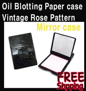 Mirror Case with Facial Oil Blotting Paper  Vintage Rose Pattern 