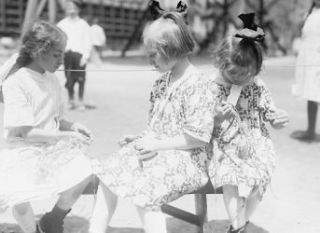 early 1900s photo N.Y. Playground raffia work Vintage Black & White 