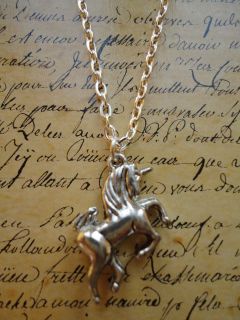 Silver 3D Unicorn 18 Necklace Kitsch Fairytale Horse