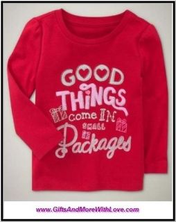 Baby Gap NWT Red GOOD THINGS COME IN SMALL PACKAGES TOP SHIRT 12 18 2T 