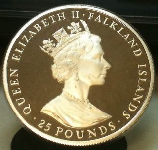 Falkland Islands 1985 100th Anniversary 25 Pounds Silver Proof Coin 