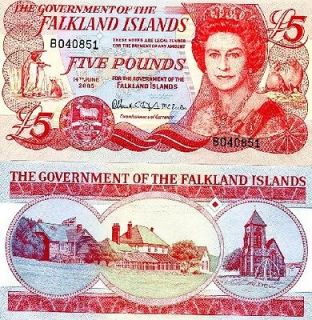 FALKLAND ISLAND 5 POUNDS 2005 P 17 UNC CV$48 QEII