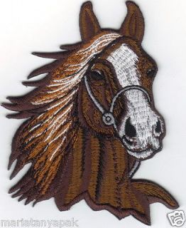 Brown Horse Head Embroidered Iron On Patch Bike Jacket Vest PA26