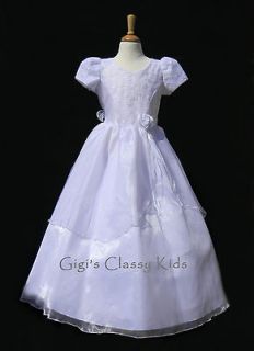   White First Communion Dress Size 12 Flower Girl Pageant Baptism Fancy