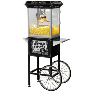   8oz Black Popcorn Popper Machine Maker Cart Vintage Style  FT860CB