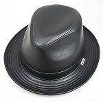   Black Genuine Leather Roll Tino Trilby Fedora Hats * Made in USA* #701