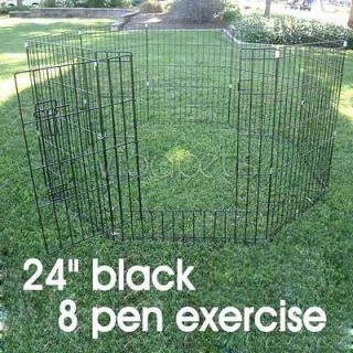 24 Black Exercise 8 Play Pen Fence Dog Crate kennel Playpen