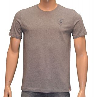 Puma Mens FERRARI Official Licensed Logo Short Sleeve Shirt Gray