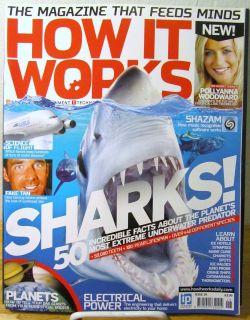 HOW IT WORKS Magazine SHARKS Planets Fake Tans Shazam Astroids Ageing 