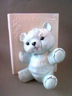 CALIFORNIA KAY FINCH VINTAGE OUR BABY TEDDY BEAR ON BOOK PLANTER 